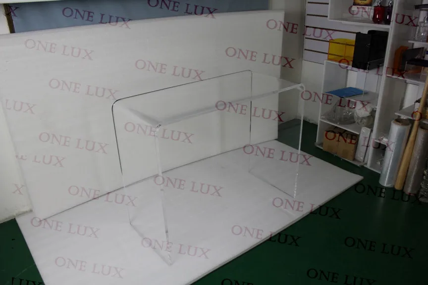 Один Lux водопад Элегантный Акриловые ноутбук U стол, lucite консольный стол. perspex vanity угловой офис Рабочий стол