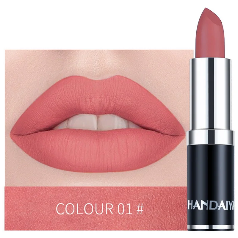 

1PC Nude Waterproof Lipstick Matte Pumpkin Color Lipstick Vitamin E Moisturizing Water-Resistant Profissional Lipstick 2018 Hot