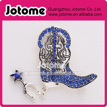 

1 3/4"H x 1 1/2"W inches Blue Cowboy Boot Brooch ,Royal Blue Rhinestone Cowboy Boot Broach, Wedding Jewelry brooch