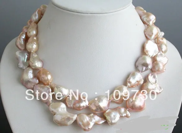 

Jewelry 001893 2row 17inch 27mm baroque pink KESHI REBORN PEARL NECKLACE