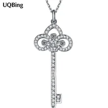 Модный 925 пробы серебряный кулон-ключ ожерелье Цирконий Стразы ожерелье s для женщин ювелирные изделия
