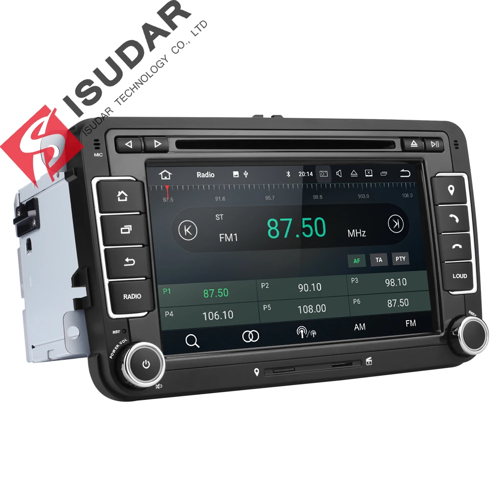 Isudar reproductor Multimedia Android 8,1 GPS 2 Din para VW/Golf/Tiguan/Skoda/Fabia rápido/Seat/Leon/Skoda canbus dvd automotivo FM