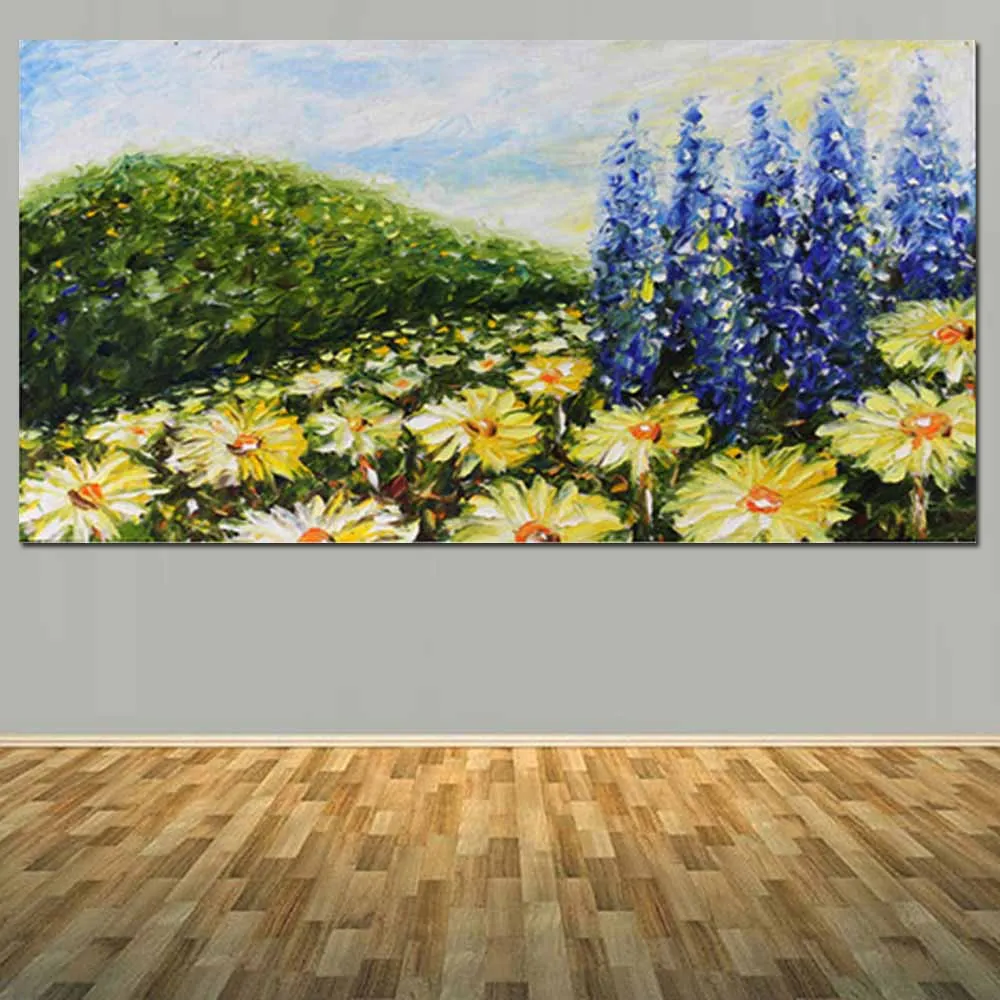 

Hand Painted Modern Thick Impasto Flower Landscape Cnavas Oil Painting Canvas Wall Picture Living Room Bedroom Home Wall Decor
