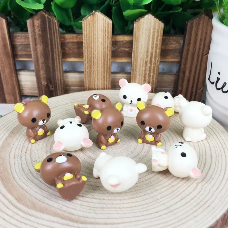 

2Pieces Carton 3D Bear Fairy Garden Miniatures Terrarium Figurines Decoration Kawai DIY Resin Craft Charm 18*22mm