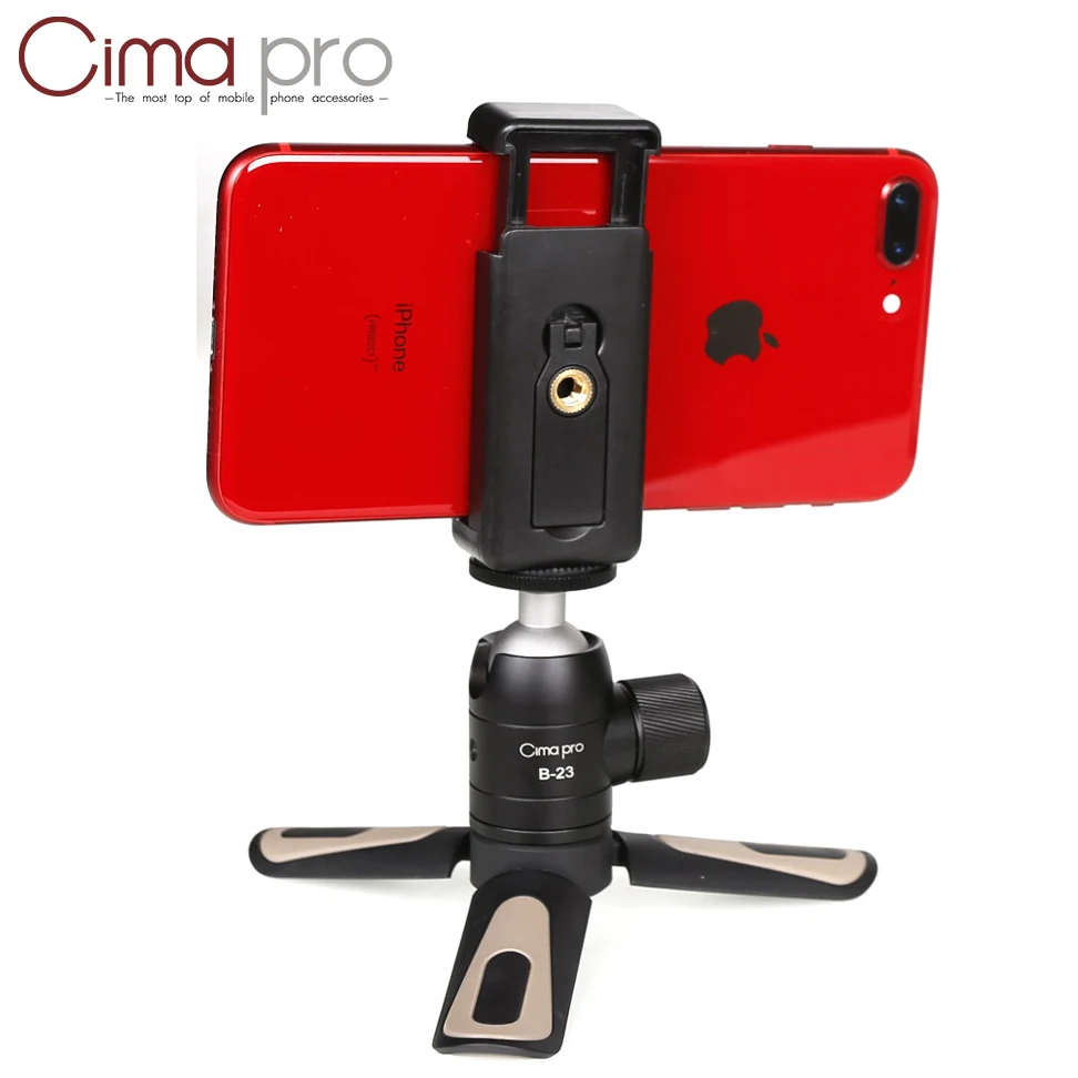 

Cimapro Mini Phone Tripod Tabletop Smartphone Mount Clip Holder Stand w Detachable Ballhead for iPhone X/8/7 Plus Huawei Xiaomi