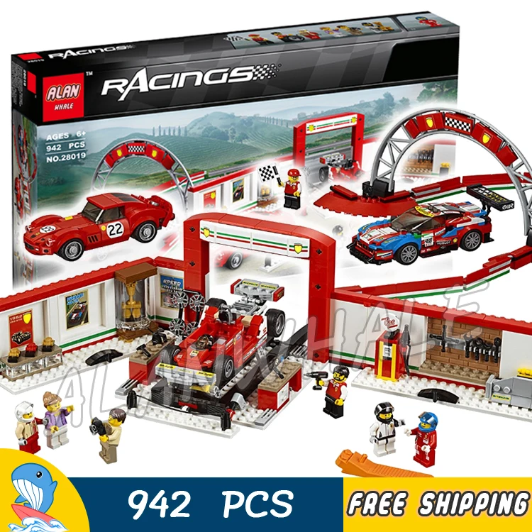 

942pcs Speed Champions Racing Car Ultimate Garage Workshop Pit Track 28019 Model Building Blocks Toy Bricks Compatible With Lego