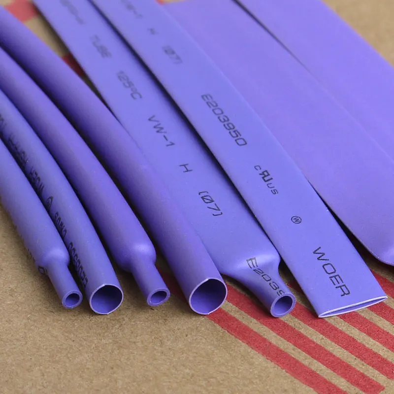 

5M/Lot Purple - 2MM 4MM 6MM 8MM 10MM 12MM Assortment Ratio 2:1 Polyolefin Heat Shrink Tube Tubing Sleeving Cable Sleeves