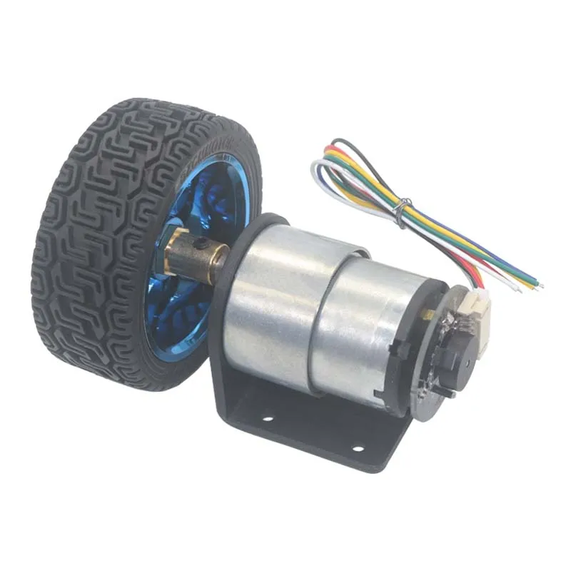 

1 set Motor Encoder DC 6V 12V 6mm Shaft High Torque Gear Motor With Mounting Bracket 65mm Wheel Kit Encoder Gear Motor