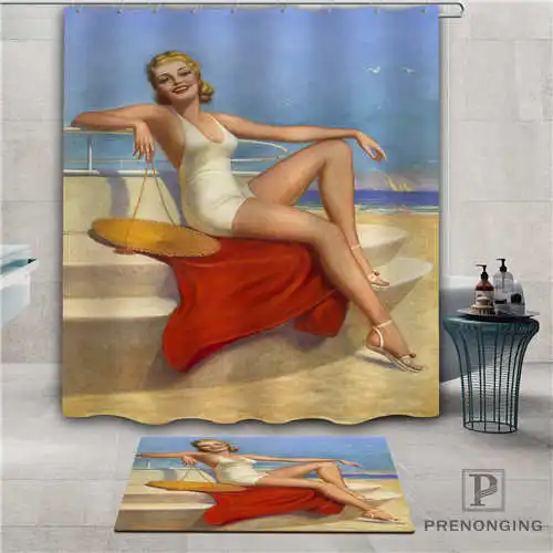 

Custom Image of pin-up (1) Waterproof Shower Curtain Doormat Home Bath Bathroom Polyester Fabric Multi Sizes#2019-1-05-64