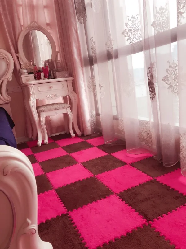 

Splicing floor mat suede any match color puzzle carpet cut bedroom full shop-33
