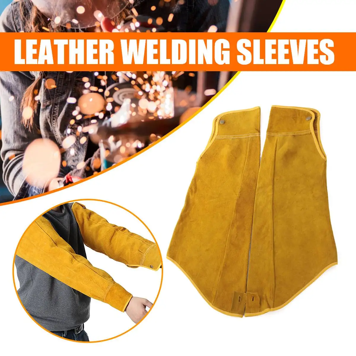 

57cm/22inch Spatter Prevention Welding Leather Sleeves Welding Cuff Anti Sparks Spatter