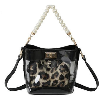 

JHD-Summer New Beach Bag Simple Personality Pearl Ladies Handbag Wild Transparent Bucket Bag