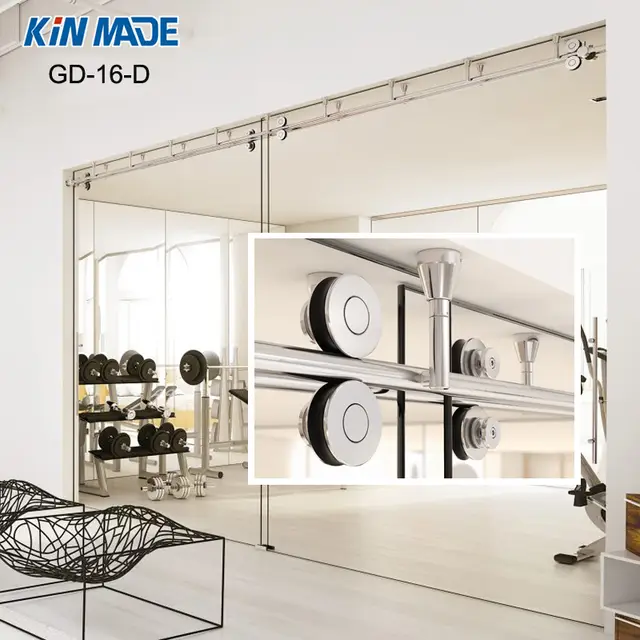 Kin Made Ceiling Mounted Sliding Glass Partition Door Full Set