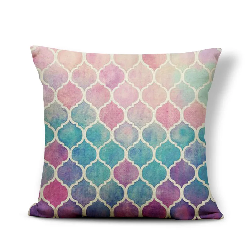 المائية وسادة تغطية اللون البرتقالي الهندسة رمي غطاء وسادة القضية غطاء ماندالا خزانة المنزل الملحقات 45x45 سنتيمتر الأحمر