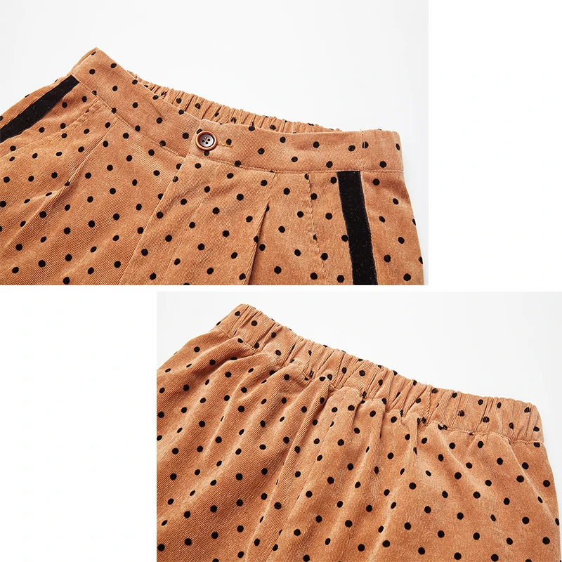Tamaño Completa 2018 Otoño Pierna Mujeres Ancha Pantalones Más Dot Casual Caqui Invierno Musenda Pana Señora Negro Longitud De Gruesa 756f1q