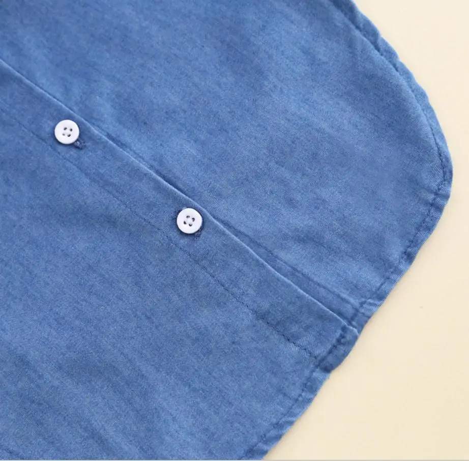 Джинсовая рубашка со съемным воротником для взрослых, воротники, все соответствующие синяя джинсовая ткань, Поддельный Воротник, унисекс