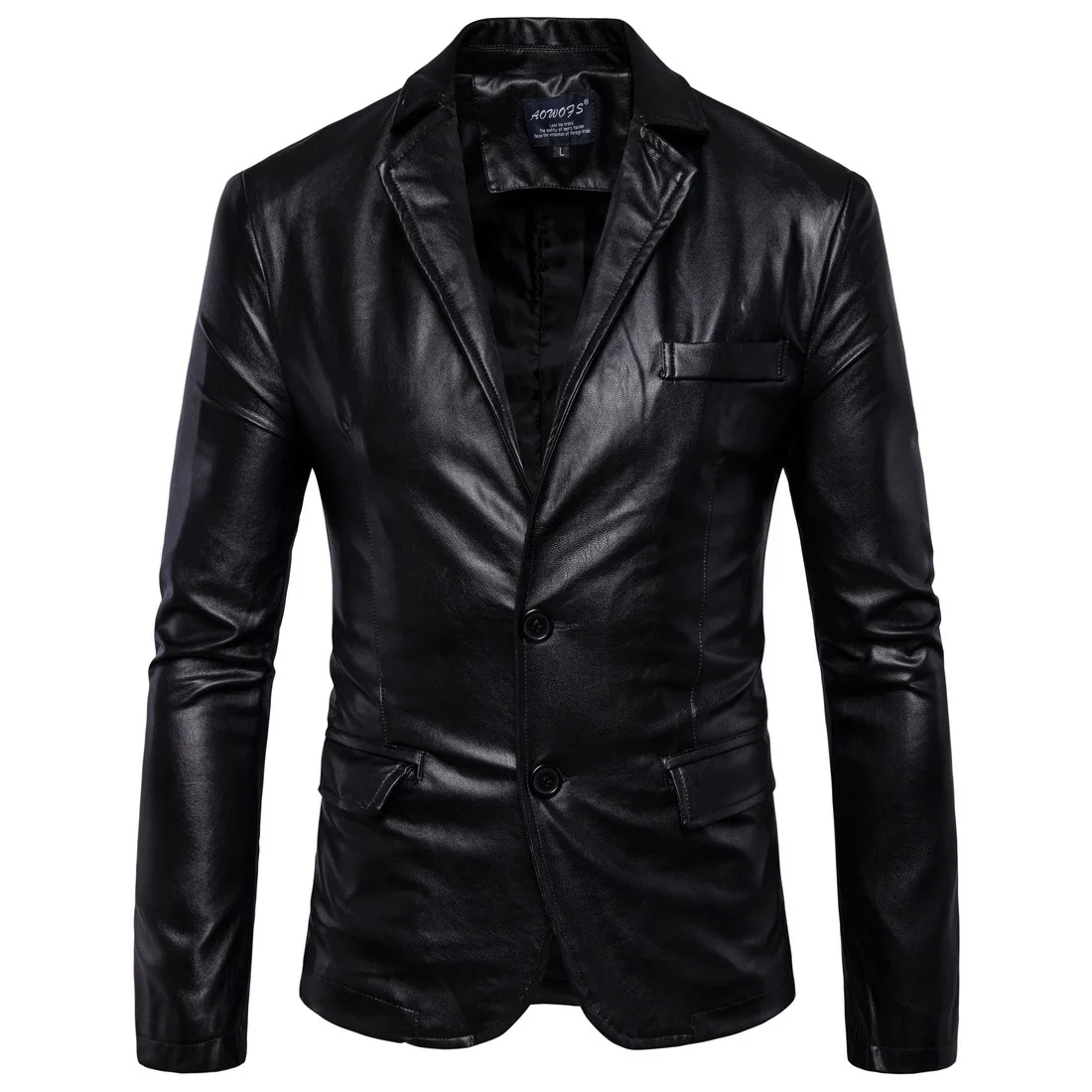 Men PU Leather Blazer Jacket V-collar Buttons Solid Coats Jackets Motorcycle Riding Jackets Casual Sports Vintage Men Jackets