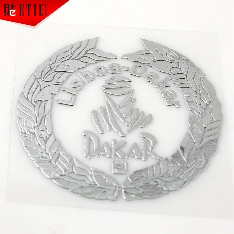 

ETIE Lisboa Darkar Metal Nickel Sticker Vinilo Motorcycle Auto Racing Decal Emblem MINI Car Accessories Wrap Silvery