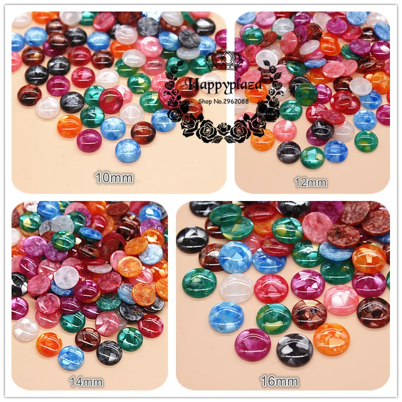

10/12/14/16mm Mix Colors Resin Imitation Seashell Round Flatback Cabochon DIY Decoration Button Craft Scrapbook