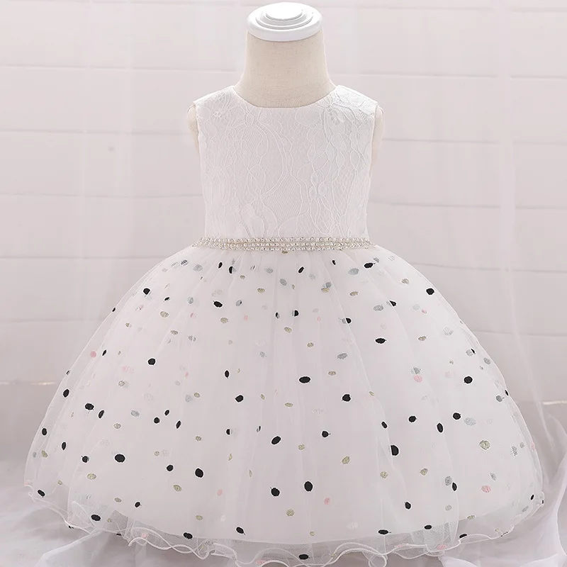 Children's Birthday Princess Party Dress Girl Baby Wave Point Mesh Bridesmaid Elegant Dress Girl Baby Clothes - Цвет: AsPicture