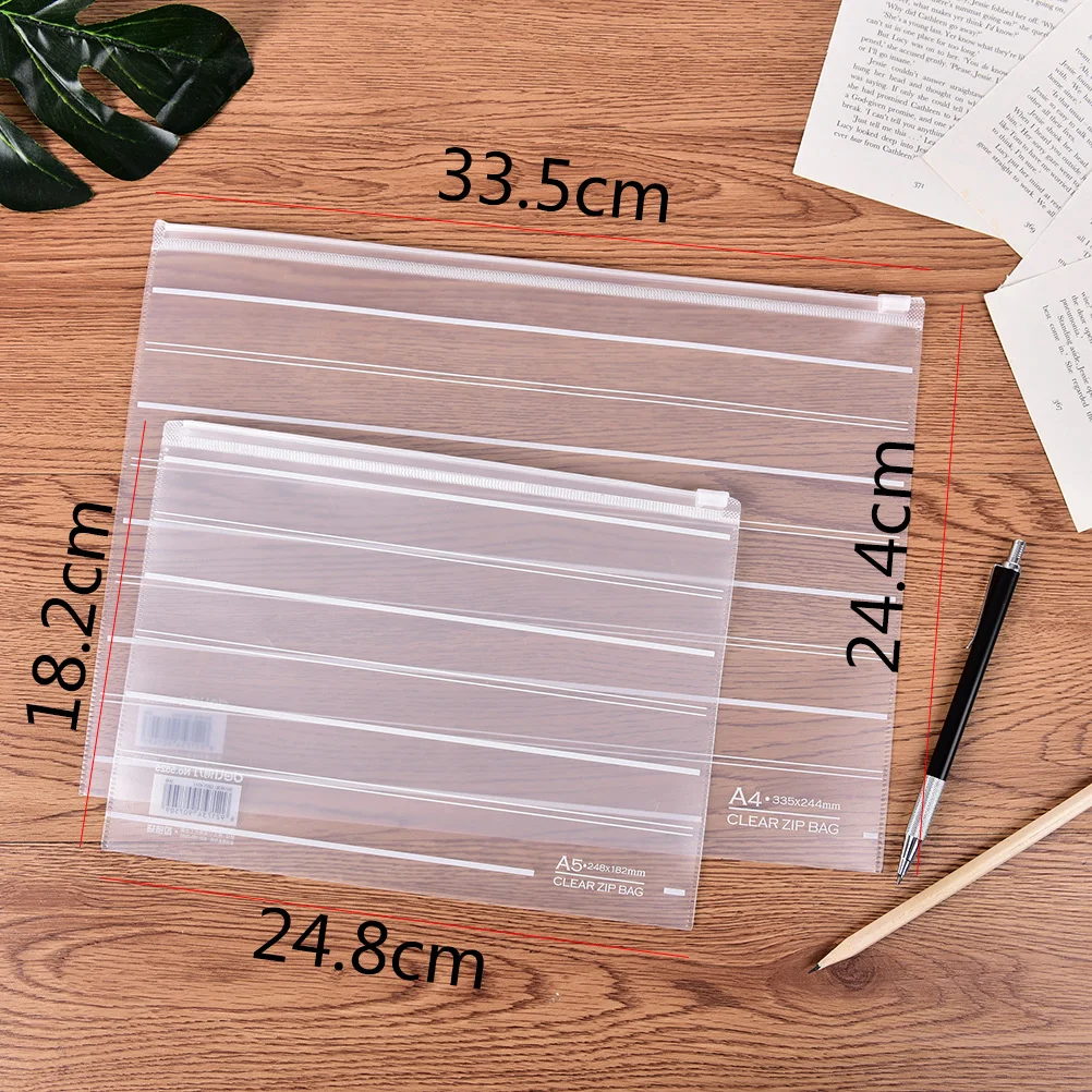 

1 Pc Transparent Striped Cosmetic Bag Simple Style A4 A5 File Bag Clear Make Up Bag 2 Size Hot Sale