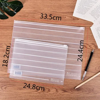 

1 Pc Transparent Striped Cosmetic Bag Simple Style A4 A5 File Bag Clear Make Up Bag 2 Size Hot Sale