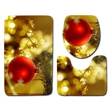 3 шт. Набор ковриков в ванную, Рождественский коврик для ванной с узором, противоскользящий мягкий коврик для душа из пеноматериала и комплект коврик для туалета