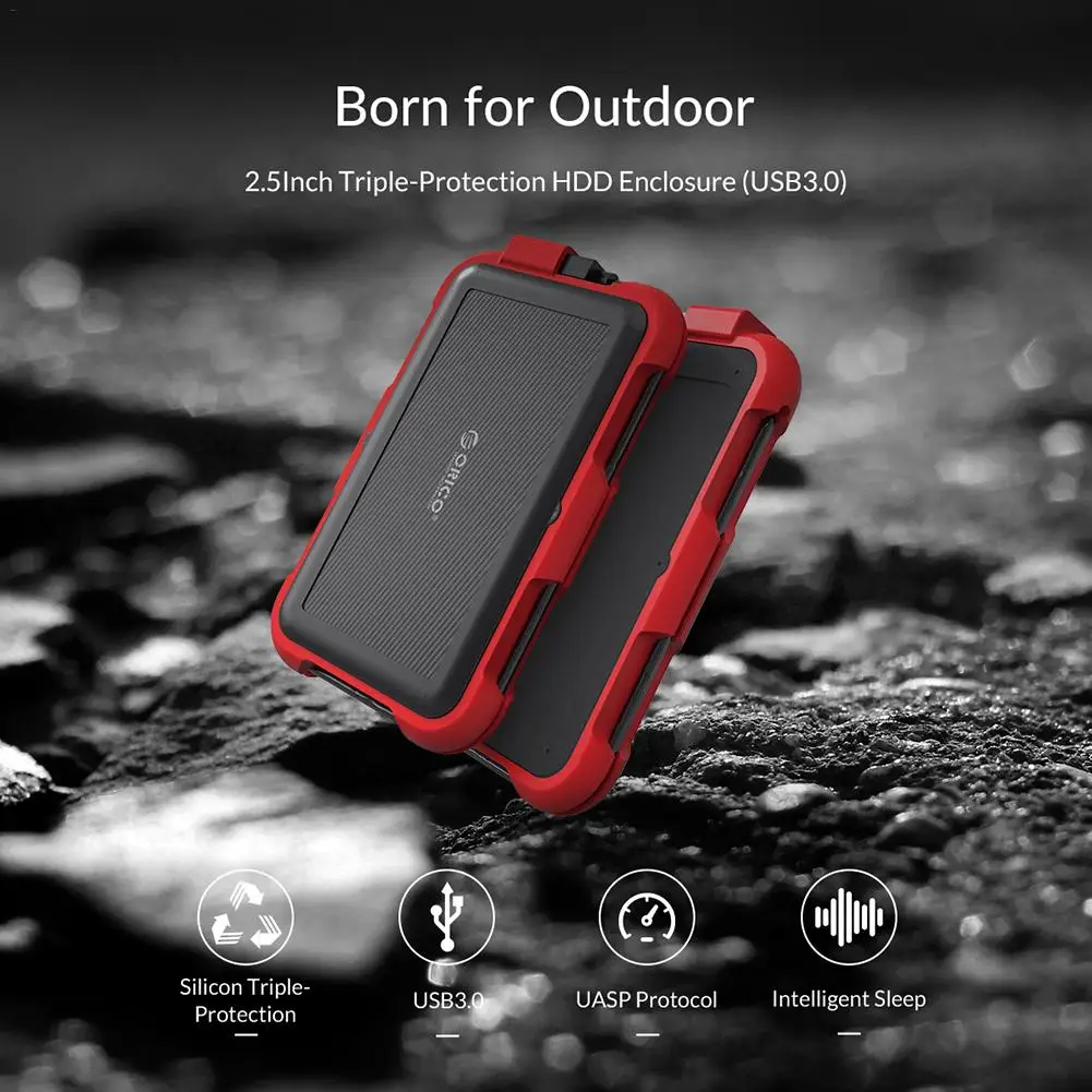 

2.5 Inch Mobile Hard Disk Box Silicone Waterproof Shockproof Protection Box For SSD Enclosure SATA To USB3.0 Hard Drive Case