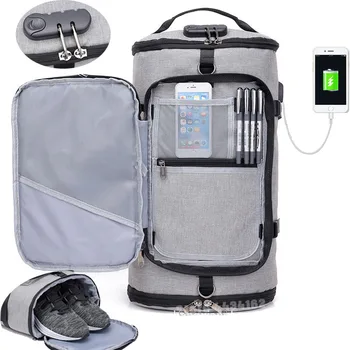 

Anti Theft USB Large Capacity Travel Backpack Sports Bag Training Fitness Bag for Gym Women Men Hand Luggage Bag with Shoes Bag