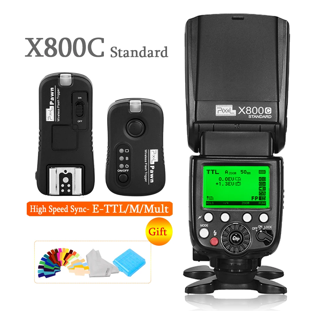 

Pixel 2.4G X800C Standard E-TTL HSS Wireless Flash Speedlite+Flash Trigger For Canon Camera 6D 60D 5D 550D 1100D 700D 5D