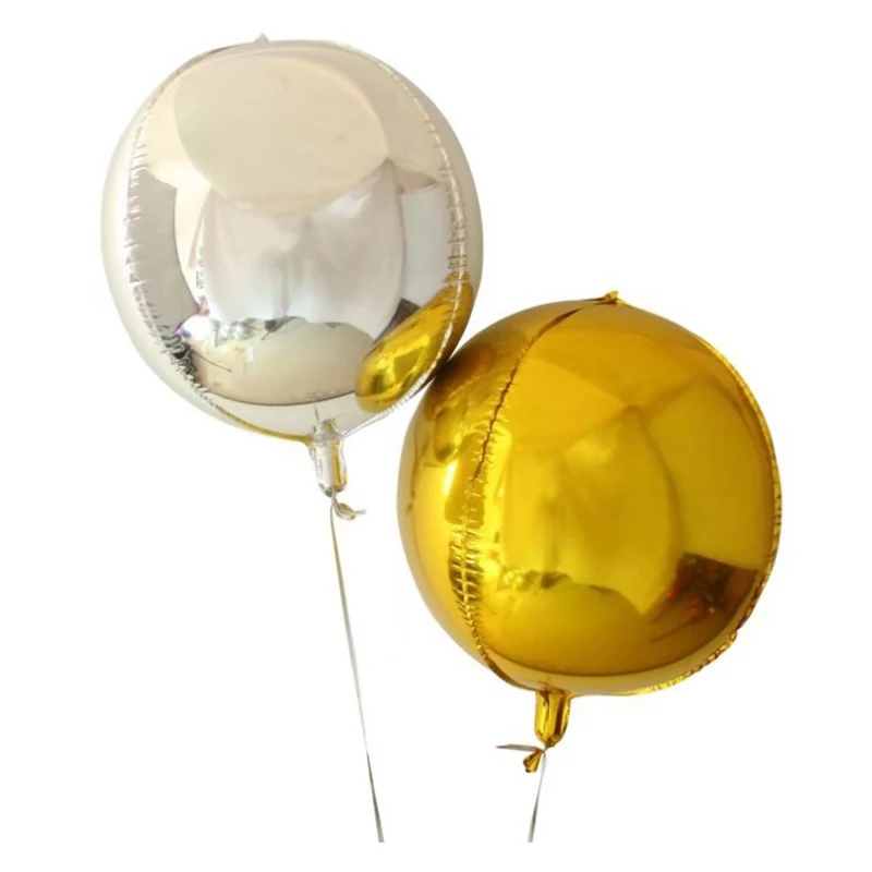 

1pc 22inch 4D Round Metallic Dimensional Gold Silver Foil Balloons Wedding Birthday Party Decor Helium Inflatable Globos supply