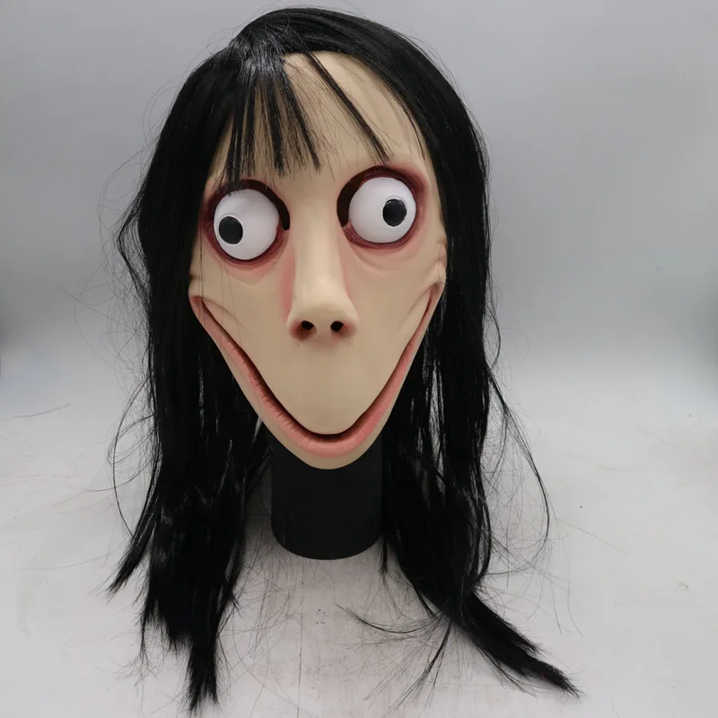 

Female Ghost Long Wig Full Head Props Festival Party Cosplay props Death Hacking Game MOMO Mask Halloween Scary Latex Mask