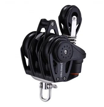 

Marine Sailboat Dinghy 75mm 2 15/16 Inch Ratchet Triple Becket Swivel Shackle Fairlead Cleat 57mm Swivel block Master RA-0723F