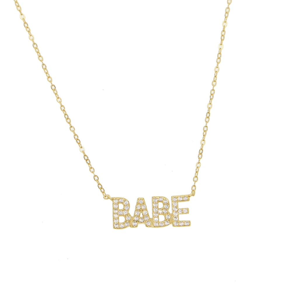 925 безукоризненные Серебрянные серьги cz ожерелье с буквенными подвесками милые BOSS и надписью «BABE» нежный Минимальный женский воротник - Окраска металла: gold baby