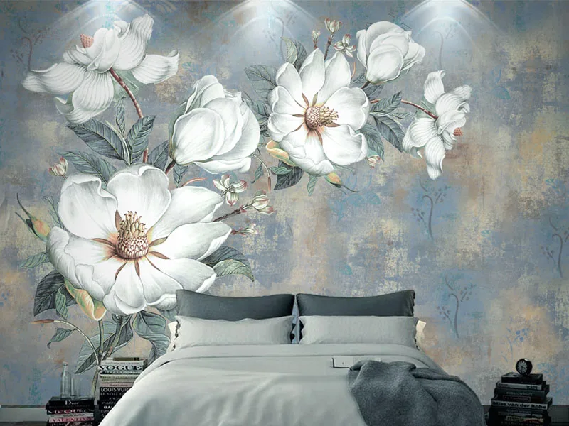 

Bacaz embossed 3d Papel Murals White 3d Flower Wallpaper for Bedroom Sofa Background 3d Photo Murals 3d Wall paper 3d stickers