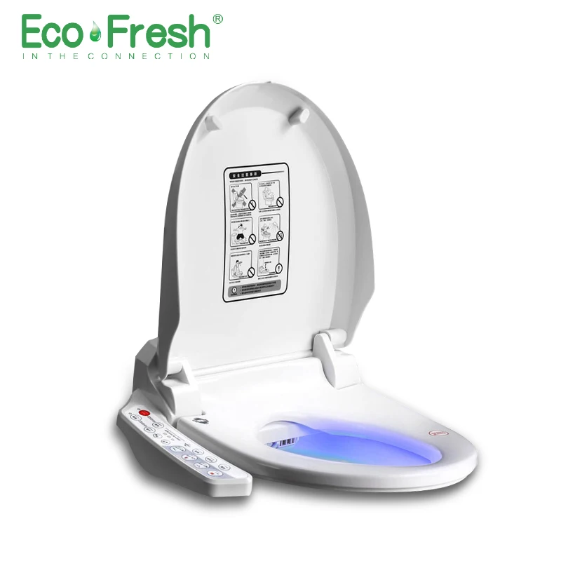 Ecofresh Смарт сиденье для туалета удлиненное электрическое биде покрытие тепло led свет мыть сухой массаж для мужчин и женщин ребенок oldman