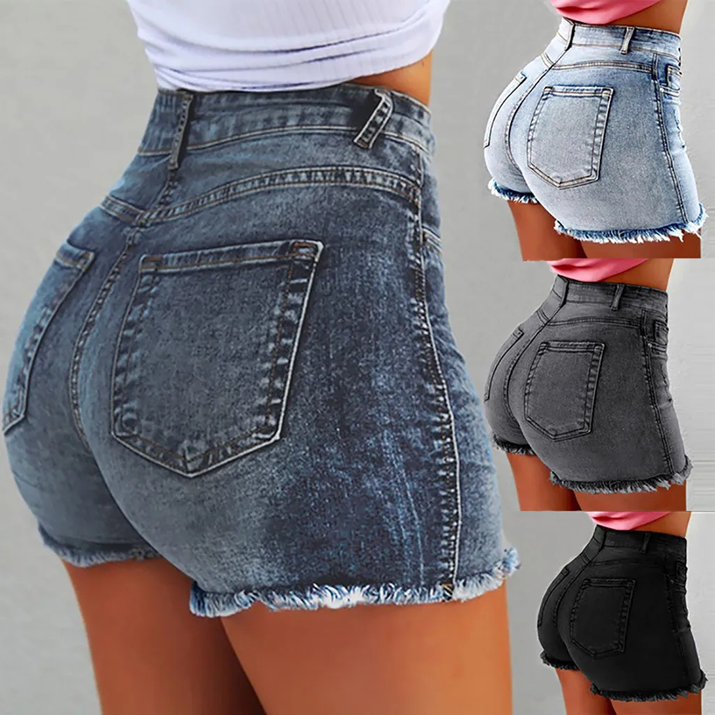 Повседневное джинсовые шорты для женщин летние высокая талия джинсы для джинсовые женские карманы мыть джинсовые шорты Уличная одежда