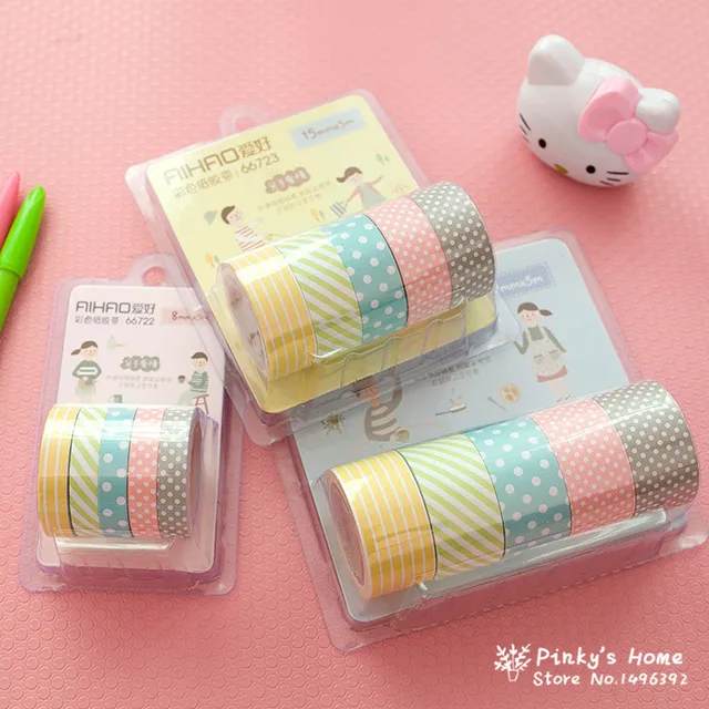 (5pcs/set) Color Paper Tapes Handmade DIY Decorative Washi Tape Colored