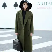 Новое зимнее женское длинное пальто женское свободное двубортное шерстяное пуховое пальто XXXL размера плюс