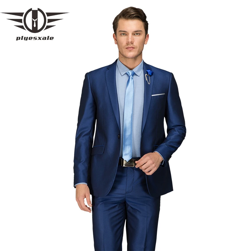 Plyesxale Mens Blue Wedding Suits 