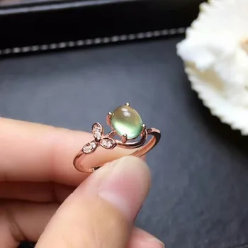 

100% 925 sterling silver Natural prehnite rings fine Jewelry wedding open wholesale new plant gift mj050788agpt