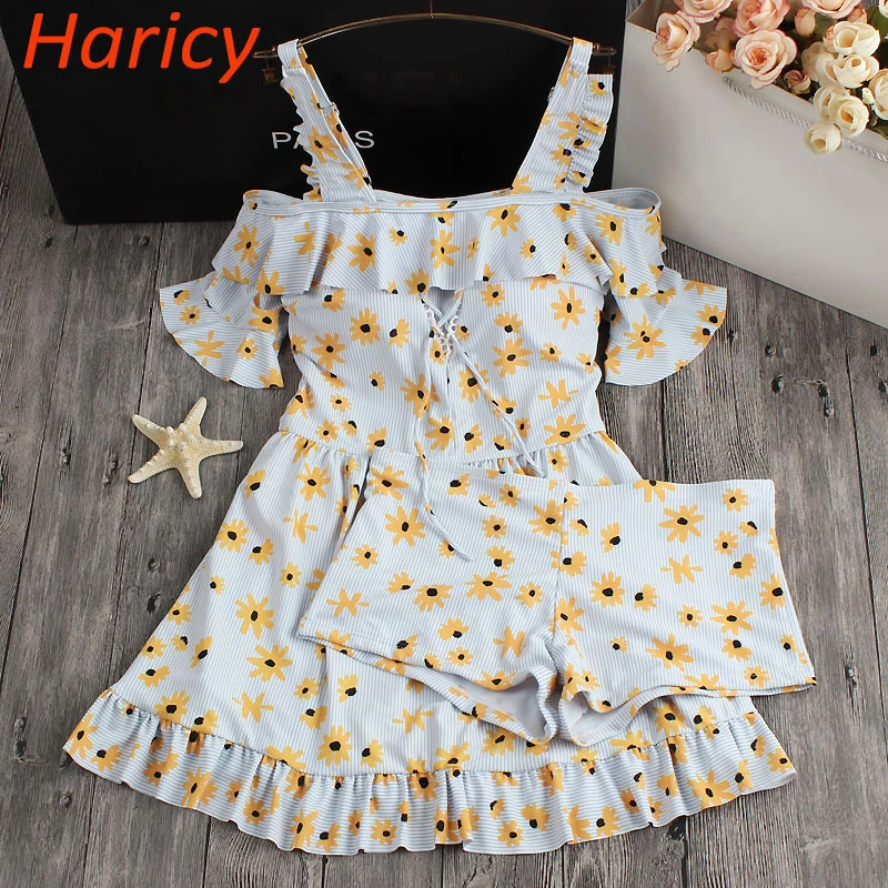 Plus Large Size Swimwear 2018 Sexy Women Floral One Piece Swimsuit High Waist Push Up Bathing Suit Retro Tankini Dress