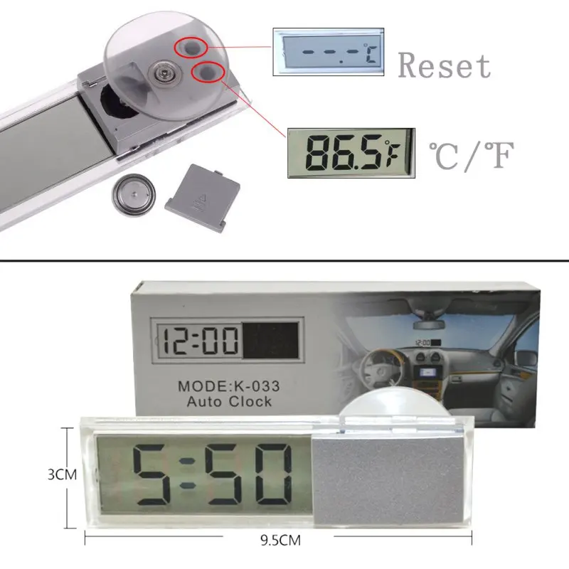 

Suction Vehicle Digital LCD Display Car Windshield Rear View Mirror LCD Digital Temperature Meter Thermometer Auto