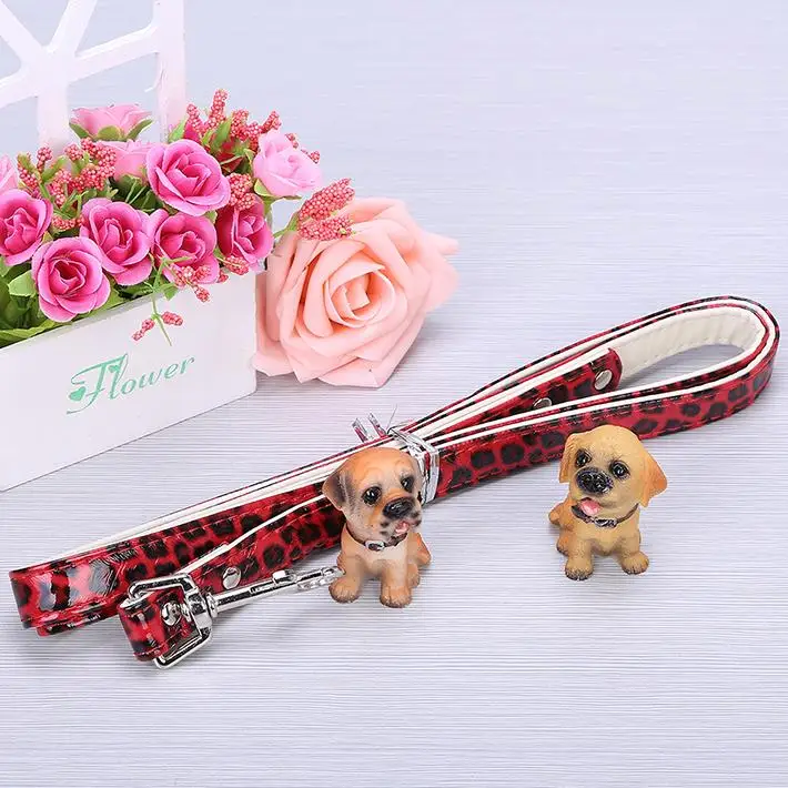 

1.2m Fashion Leopard Print Pet Dog Leash PU Leather Pink and Red Pet lead product Free Shipping