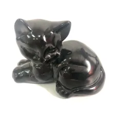 3,0 дюймов Полировка черный обсидиан натуральный камень резная Фигурка кота резьба чакра кварц для лечения рейки для украшения XKF