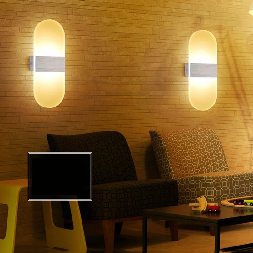 3 Вт/5 Вт/6 Вт акриловый светодиодный настенный светильник с питанием от AC85-220v для дома, лестницы, прикроватный светодиодный настенный светильник с подсветкой