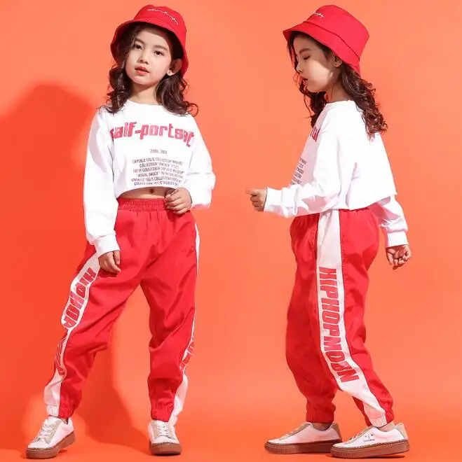 Детская одежда в стиле хип-хоп костюм для джазовых танцев для девочек, Бальные вечерние костюмы для танцев спортивный костюм для девочек-подростков Детский комплект с длинными рукавами