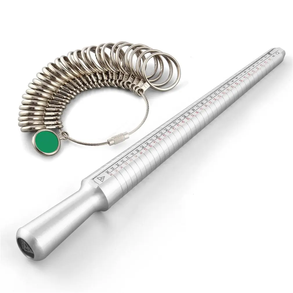 

GENBOLI Metal Ring Size Gauges Set Measuring Ring with Rings Mandrel Sizer Finger Sizing Measuring Stick Ring Jewelry Tool A30