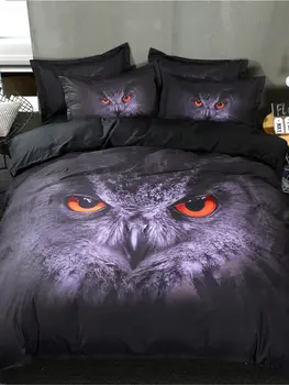 

4Pcs Bedding Set Creative 3D Owl Pattern Digital Printing Comfy Supple Duvet Cover Set