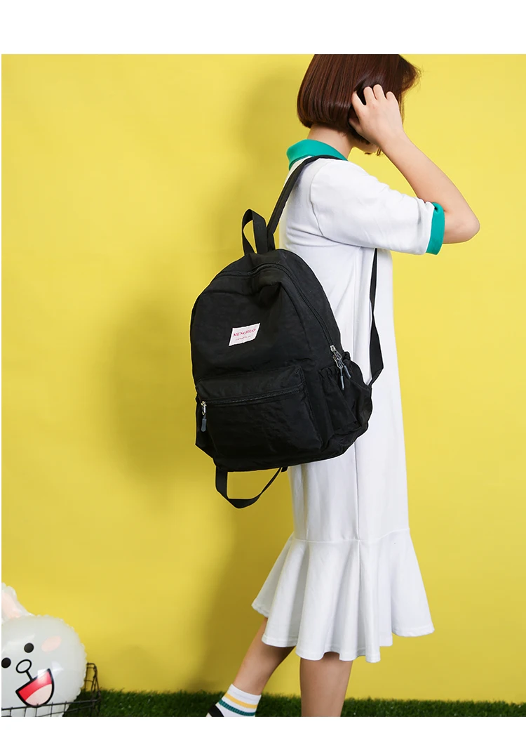 Menghuo Brand 2017 Women Preppy Macarons Panelled Waterproof Nylon Backpack Rucksack Ladies Fashion Shopping Travel Bags Mochila (23)